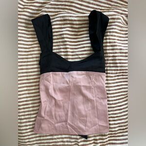 Pink and black tie bow tank